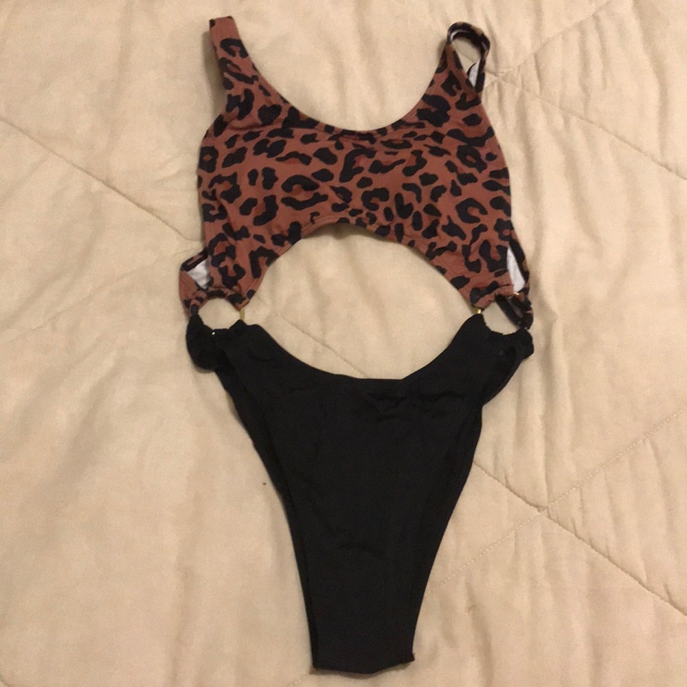 High cut cheetah print one piece